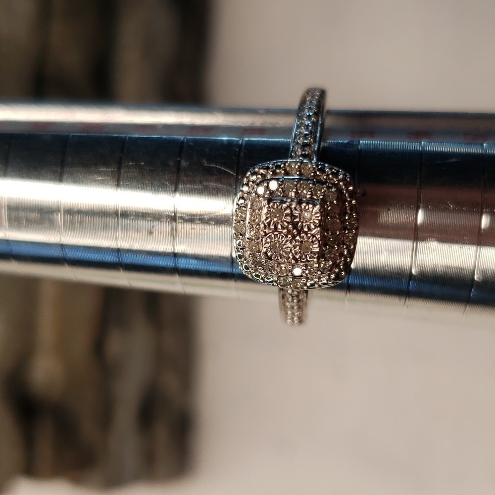 DIAMOND and sterling silver halo ring and halo earrings - Picture 5 of 8